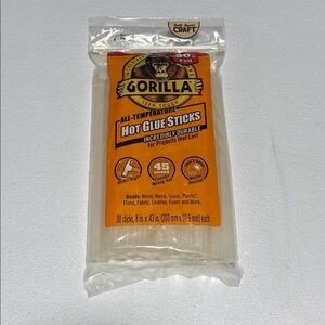 Gorilla All-Temperature Hot Glue Sticks - Clear 30 sticks 8 in x .43 each